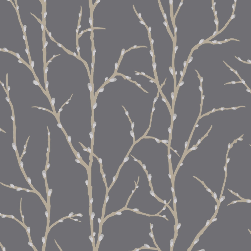  Allure Tree Twig Branch Pattern Silver Glitter Motif Wallpaper 309720