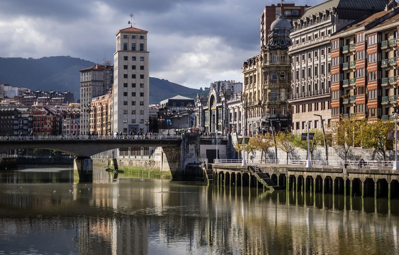 Wallpaper Bridge River Home Spain Bilbao Image For Desktop