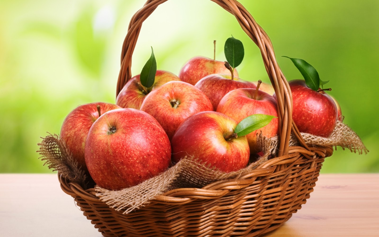 Fresh Red Apples In A Basket HD Wallpaper Nature