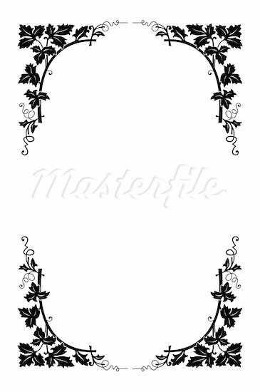 Floral Pattern Border Designs In Black White Wallpaper