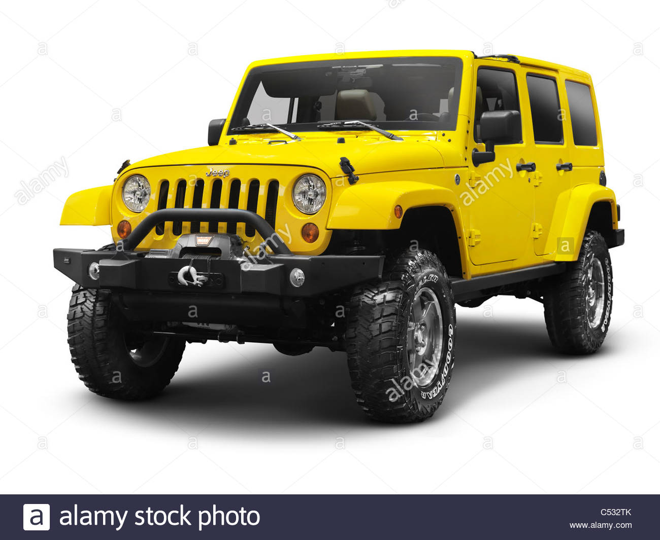 Yellow Jeep Wrangler Unlimited Sahara Suv Isolated On