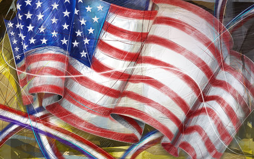 Widescreen Hand Drawn American Flag Wallpaper
