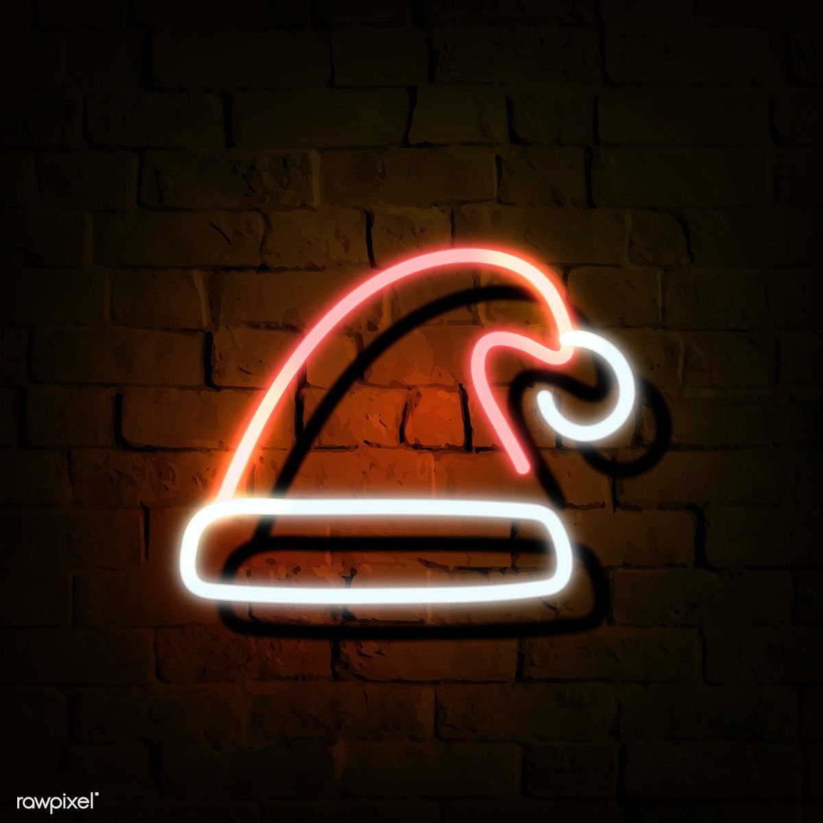 Santa hat neon sign on a dark brick wall vector premium image by 1200x1200