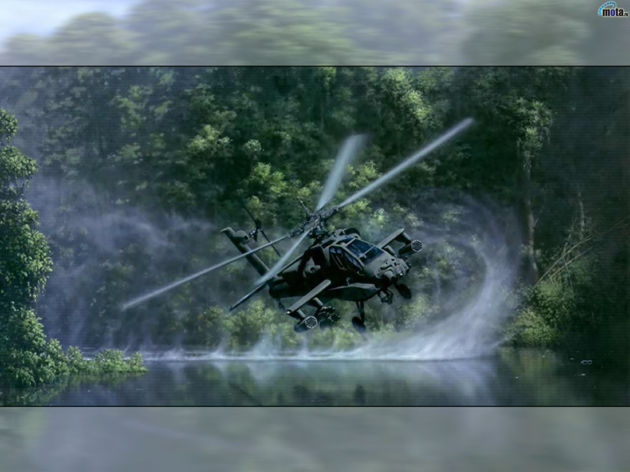 Wallpaper River Green Helicopter Apache Mcdonnell Douglas Ah