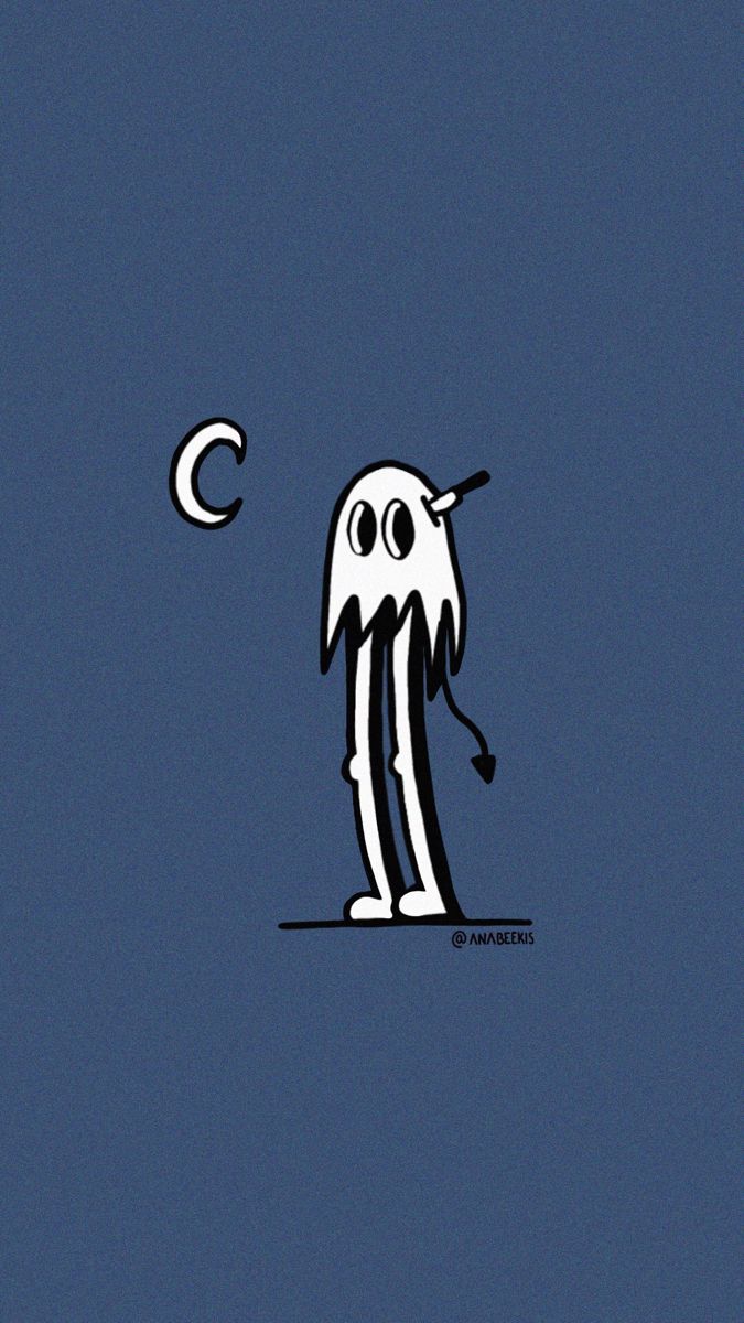 Cute Ghost Illustration Halloween Wallpaper iPhone