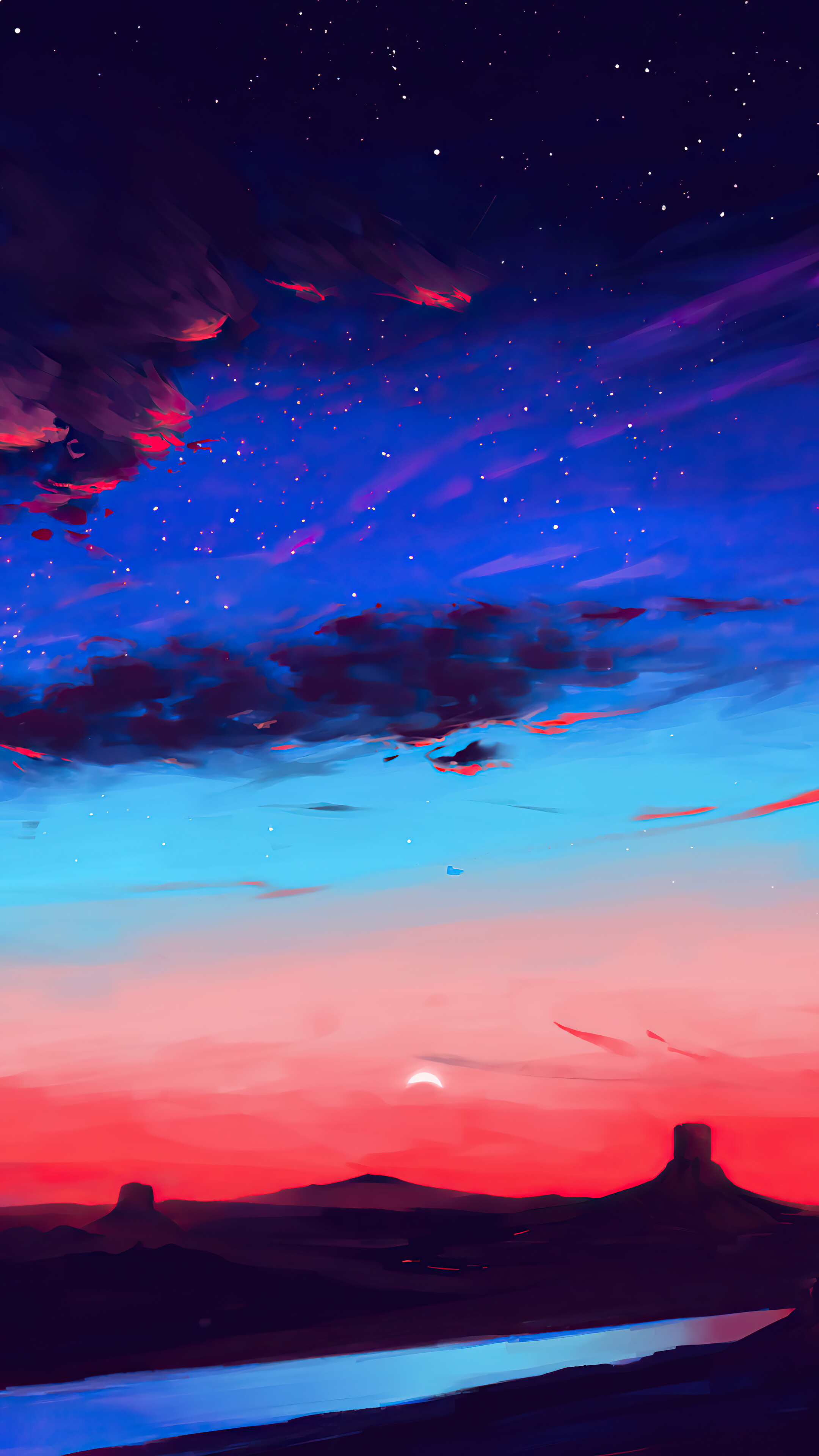 Beautiful Sunset Sky Clouds Secenery Digital Art 4k Wallpaper