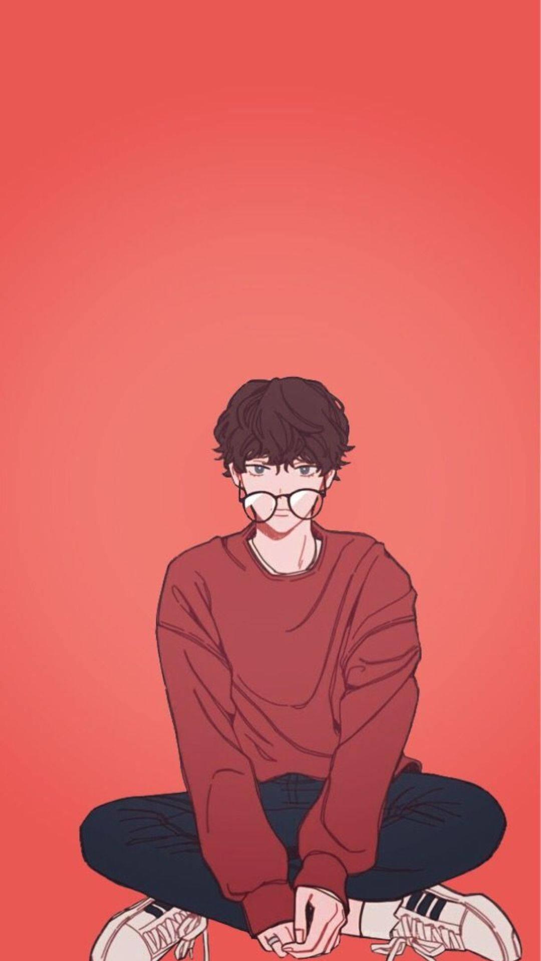 Download Aesthetic Anime Boy Red Orange Background Wallpaper