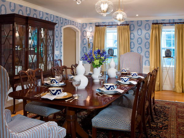 Traditional Style Interiors Dining Room Wallpaper