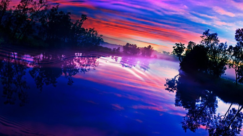 Twilight Reflections Scenic Sunset Wallpaper HD