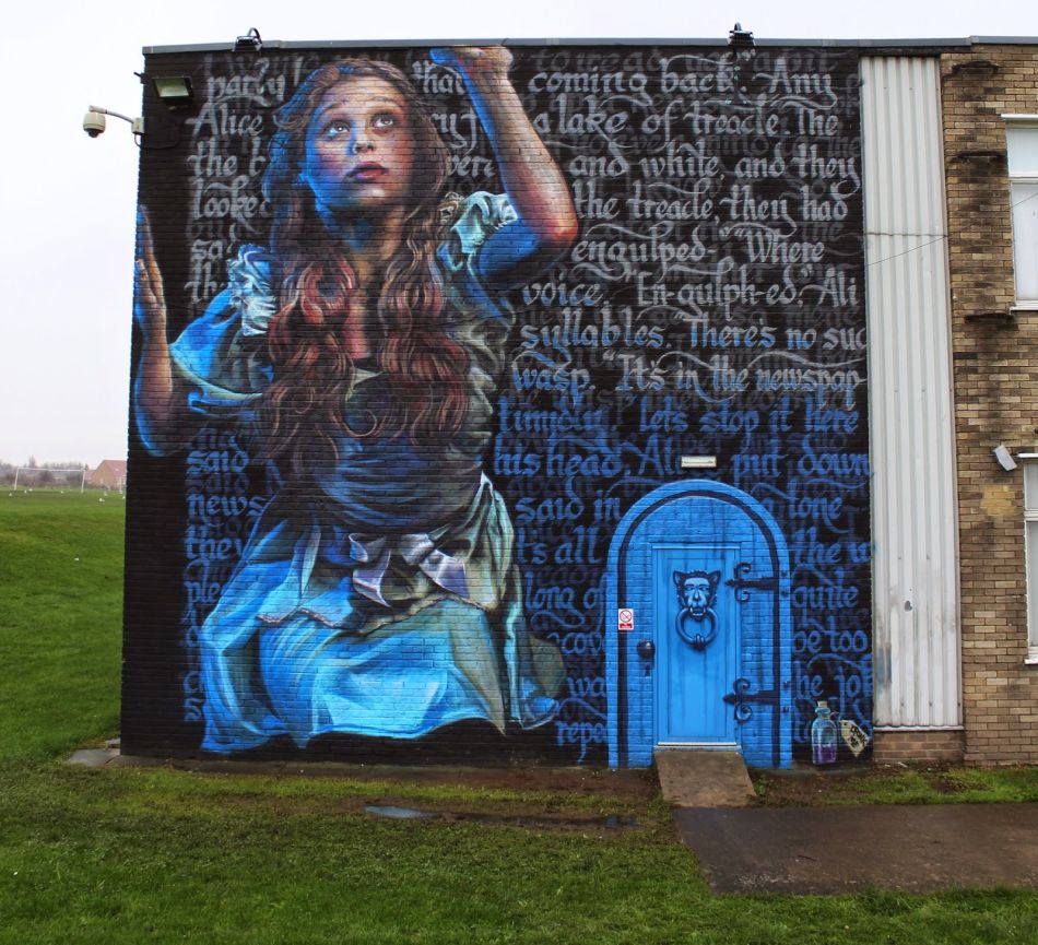 Street Art Ments Alice In Wonderland Mural Piece