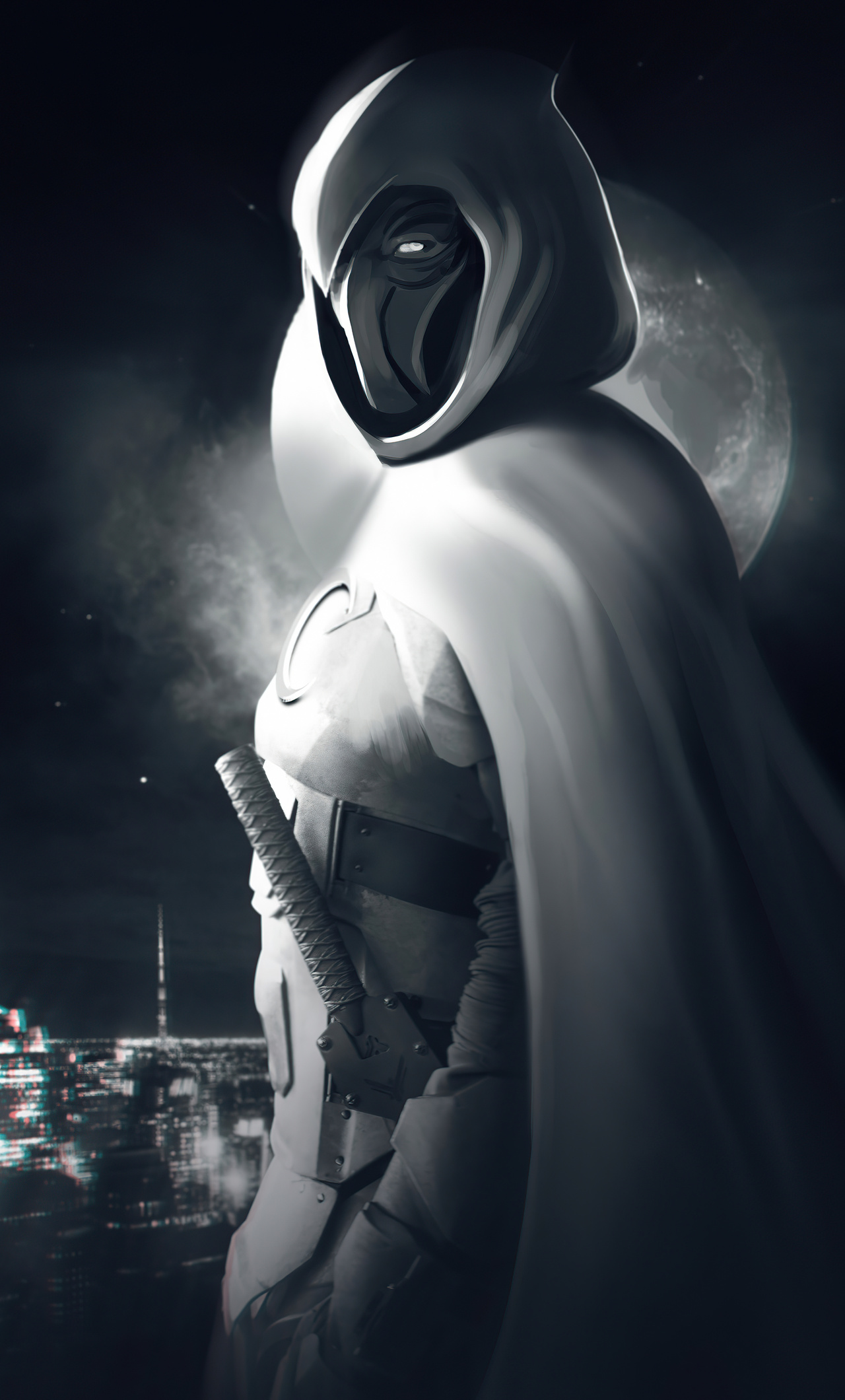 Moon Knight Monochrome 4k iPhone HD Wallpaper Image