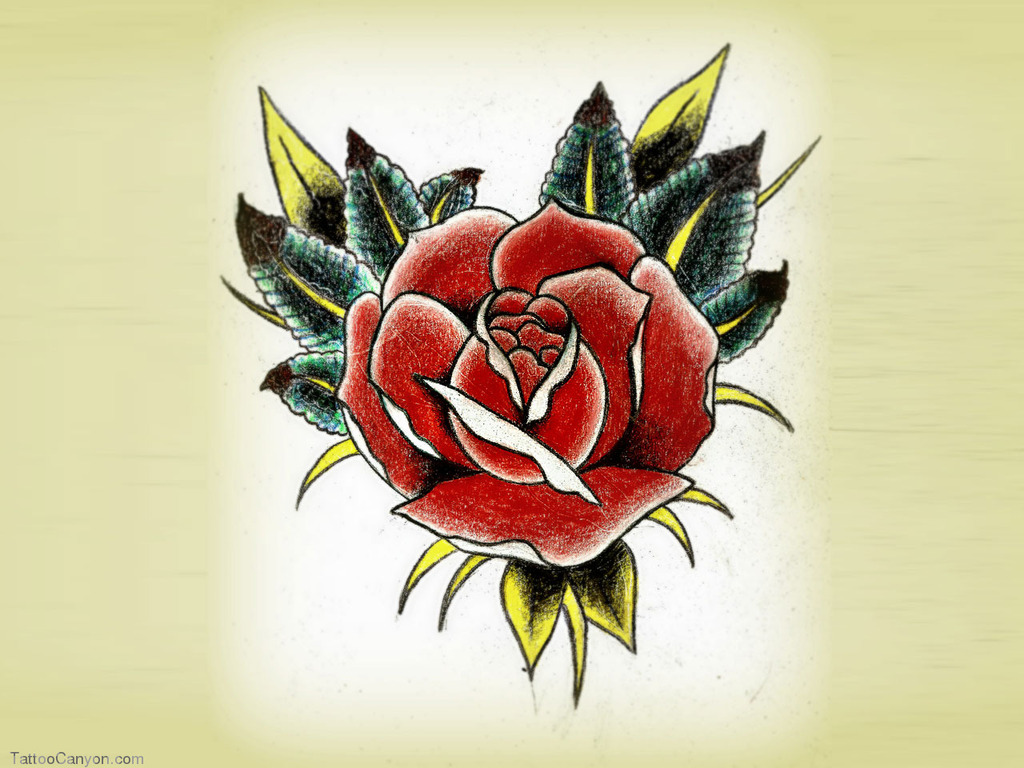 Designs Traditional Red Rose Wallpaper Tattoo Design