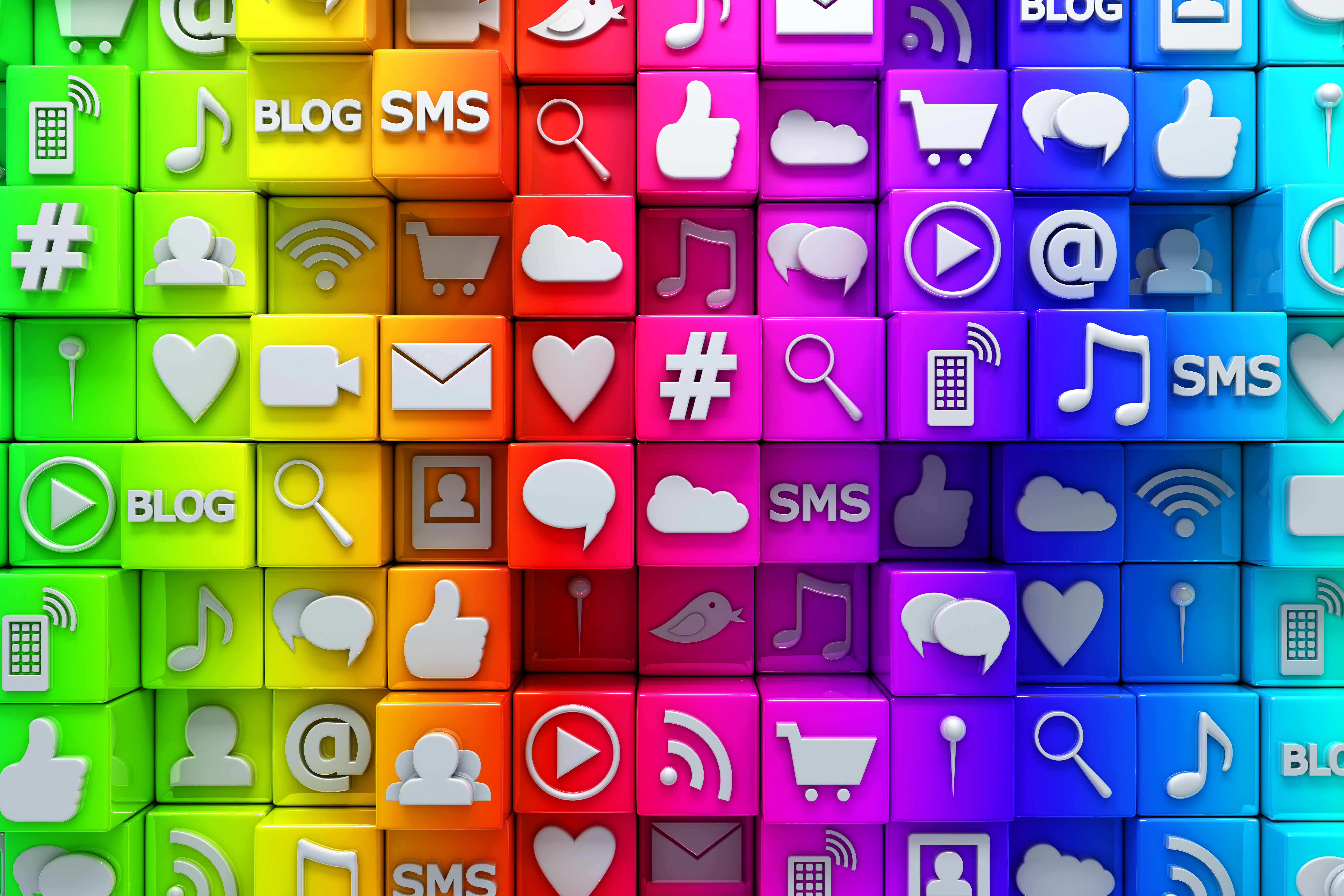 Social Media Colorful 3d Cubic Wallpaper Backg
