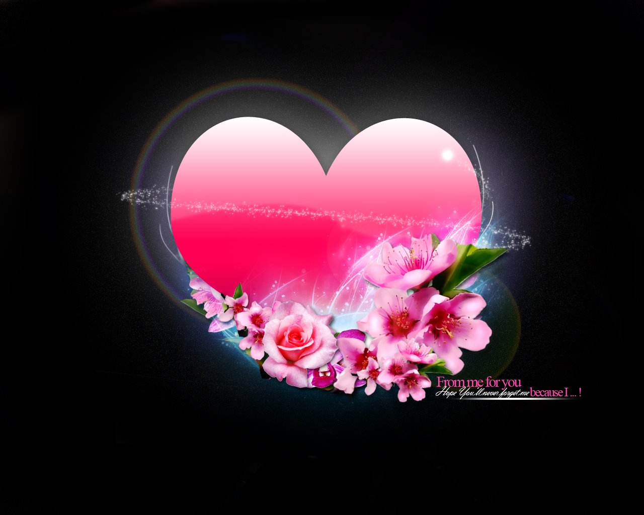 Heart And Flowers Wallpaper Stock Photos