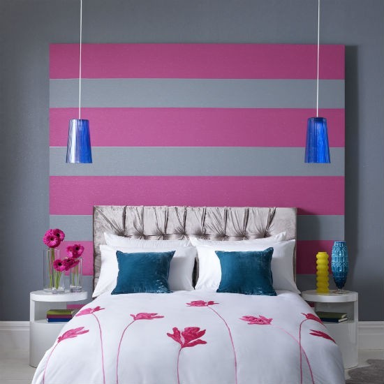 Free Download Pink And Grey Striped Wallpaper Bedroom