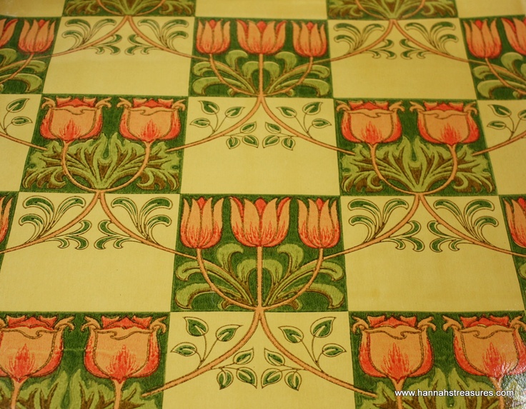S Vintage Wallpaper Arts Crafts Tulip Tile Rare And Stunning