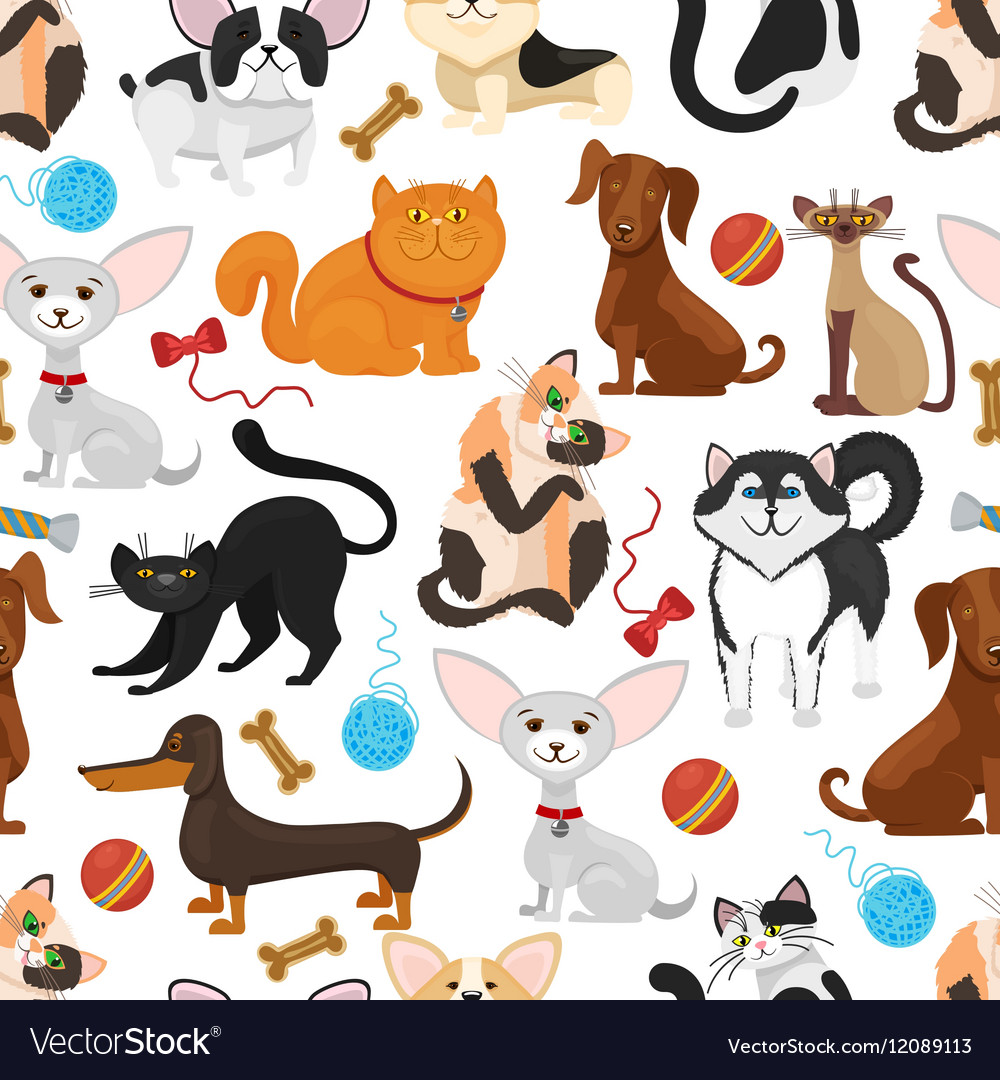 Pet Background Dogs And Cats Seamless Royalty Vector
