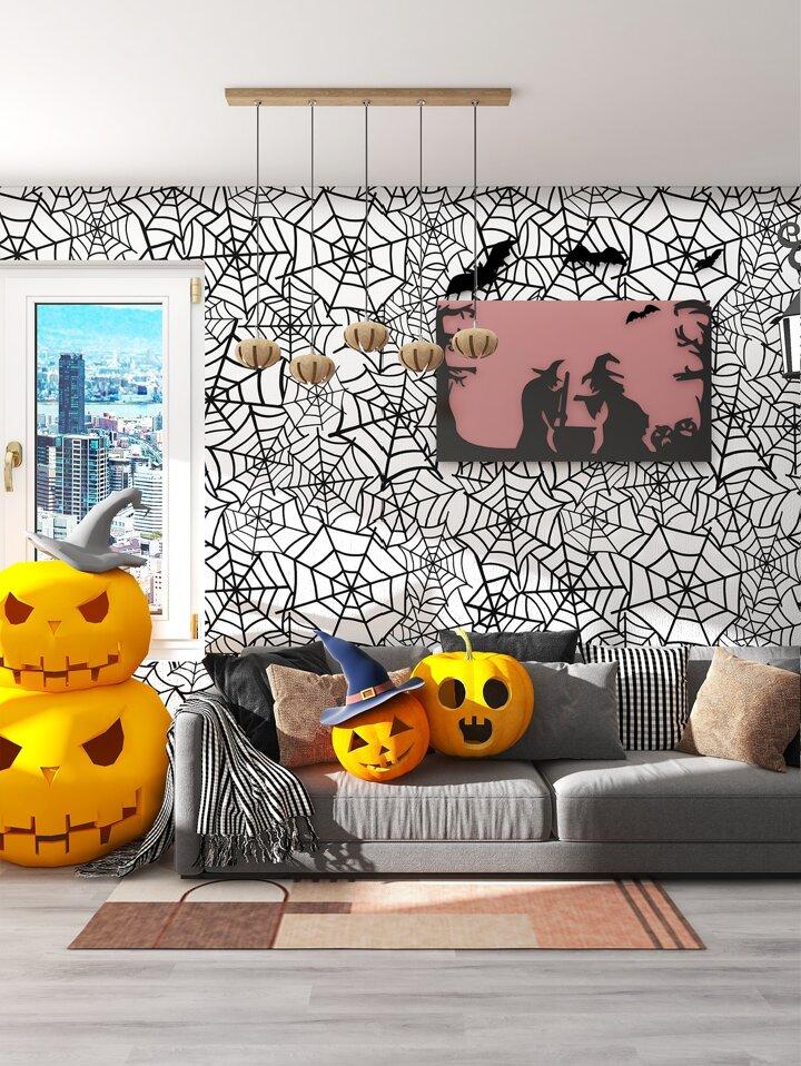 Halloween Spider Web Self Adhesive Wallpaper Shein Usa