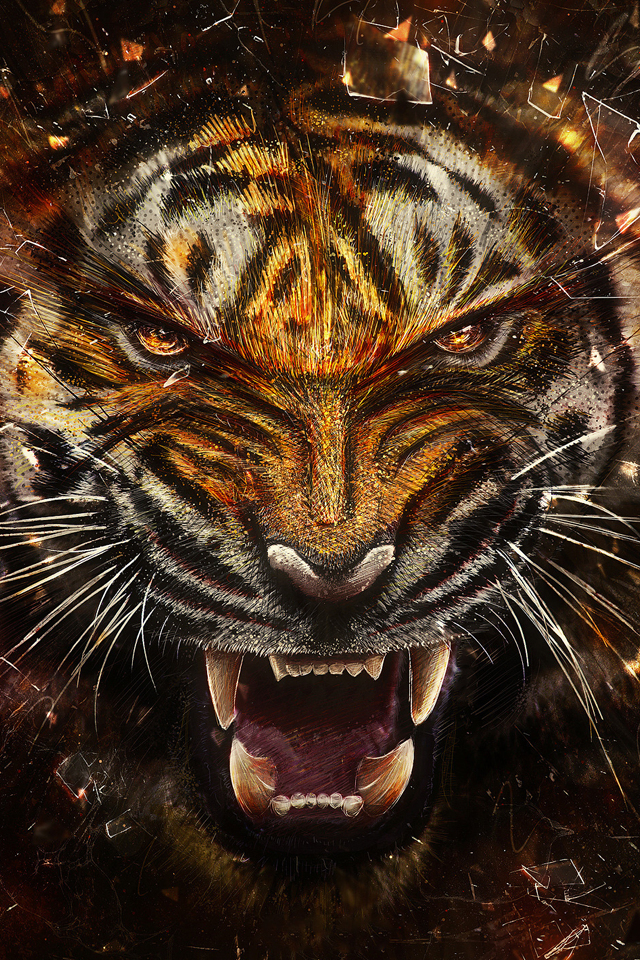 For iPhone Animals Wallpaper Tiger Through Glass
