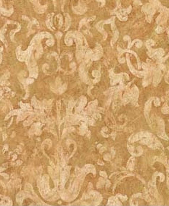 Wallpaper By The Yard Antiqued Acanthus Leaf Scroll Damask Gold Cre