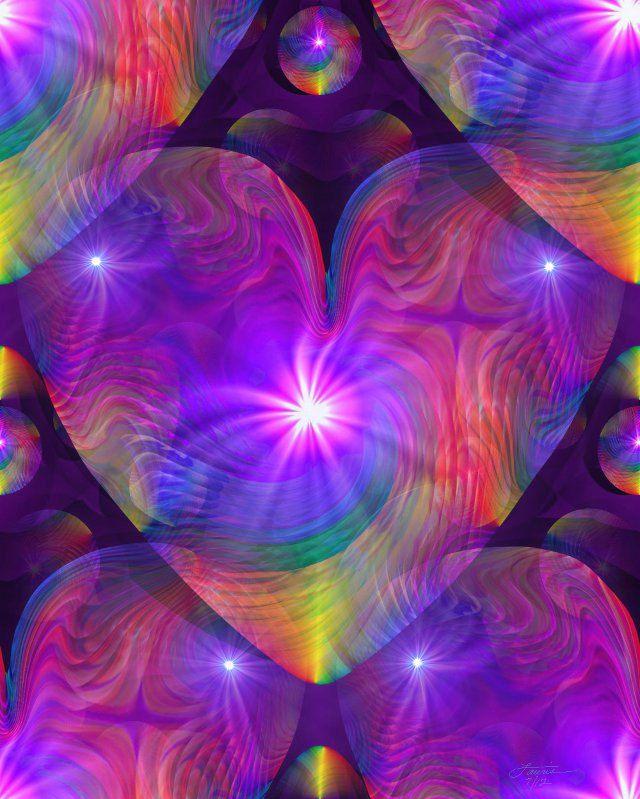 Chakra Heart Energy Art Reiki Rainbow Swirl Psychedelic