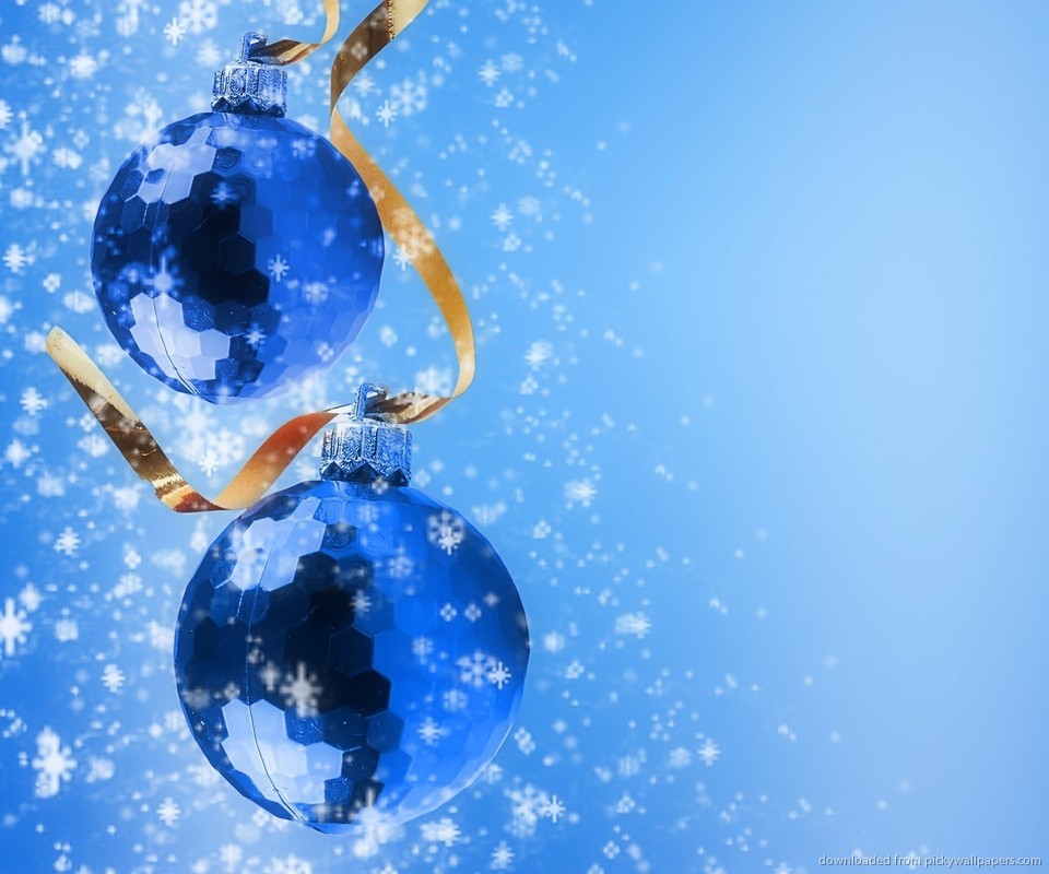 Blue Christmas Tree Balls With Snowflakes Wallpaper For Google Nexus S