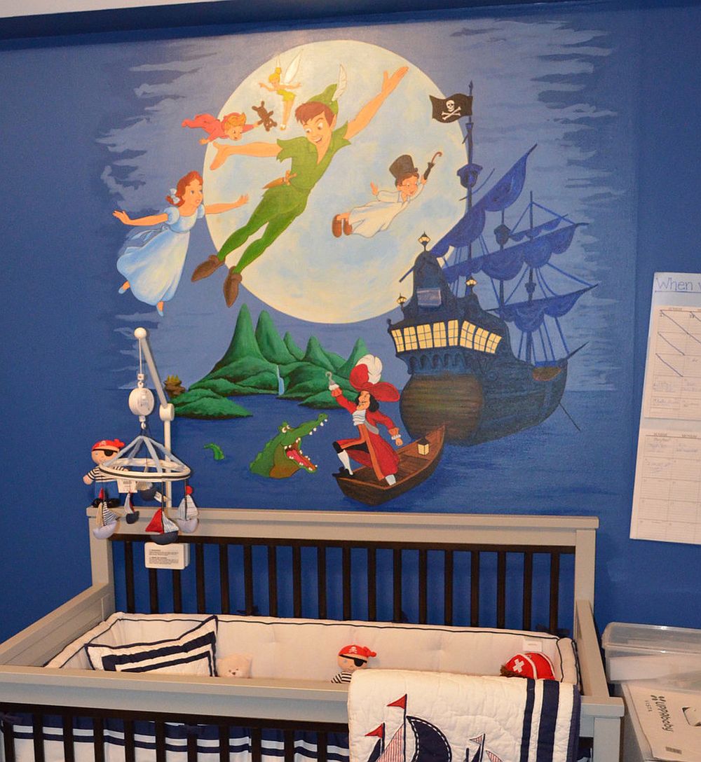Peter Pan wall mural for contemporary nursery [Design Artistry for