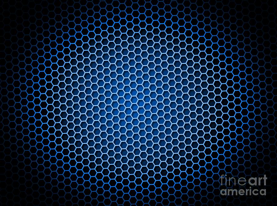 Image Of Blue Hexagons On A Black Background 3d Illustration Of A Blue  Honeycomb Monochrome Honeycomb