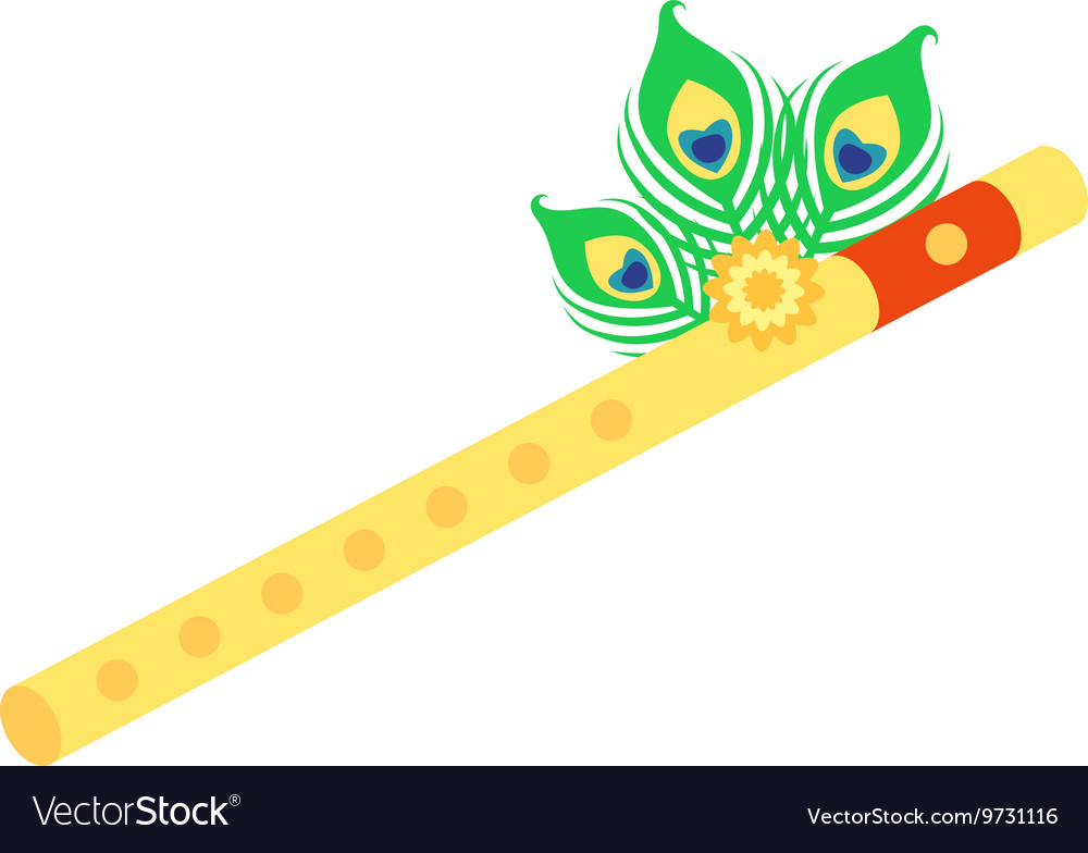 Krishna Flute Isolated On White Background Vector Image