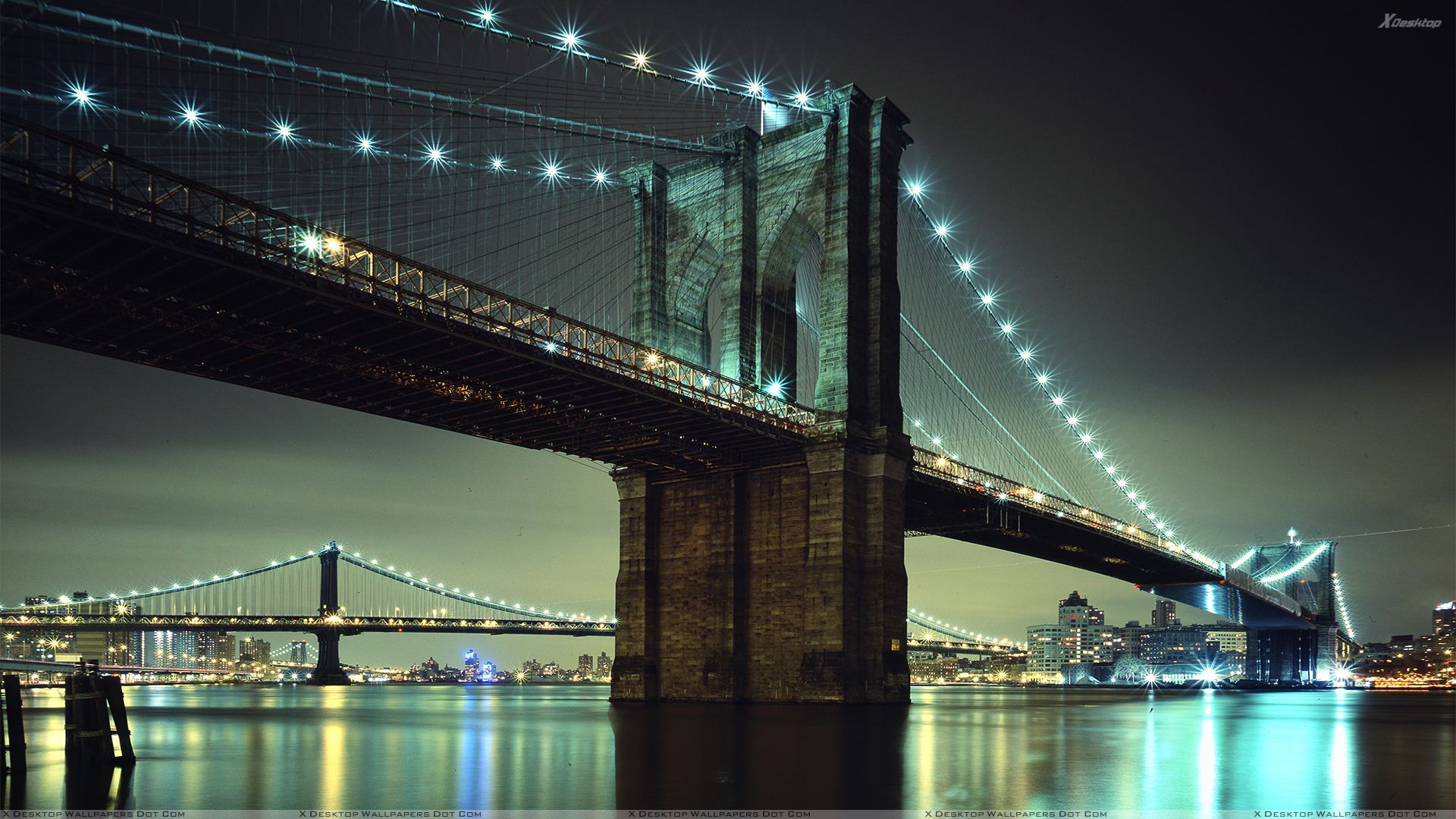 Brooklyn Bridge New York City Evening Scene Wallpaper