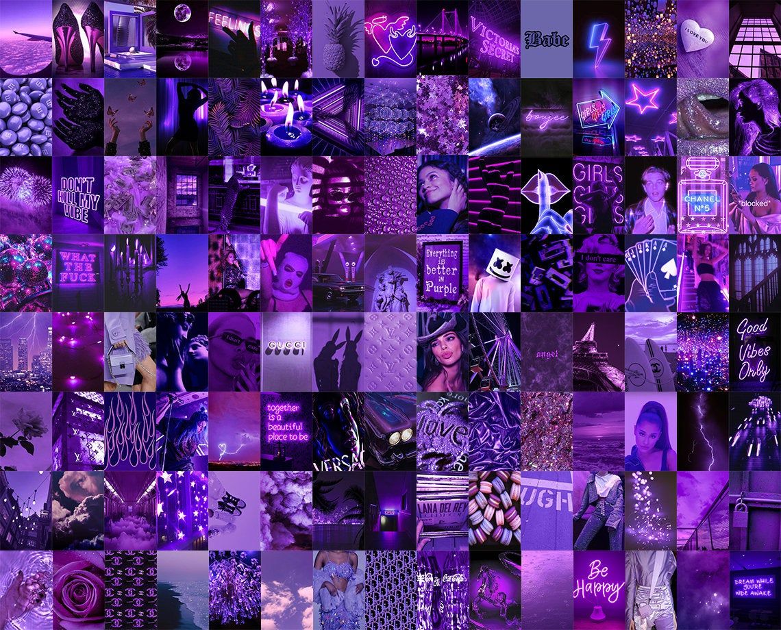 Boujee Purple Wall Collage Kit Wallpaper