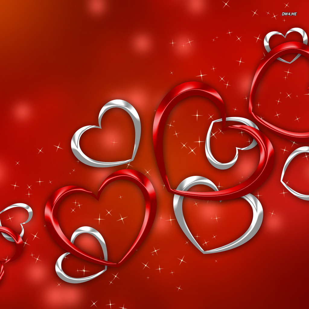 Red And Silver Hearts Wallpaper Holiday