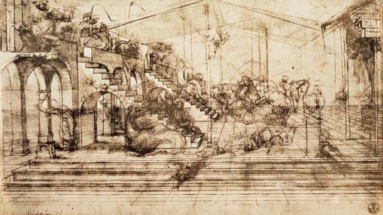 Image Leonardo Da Vinci Background Perspective Sketch For The