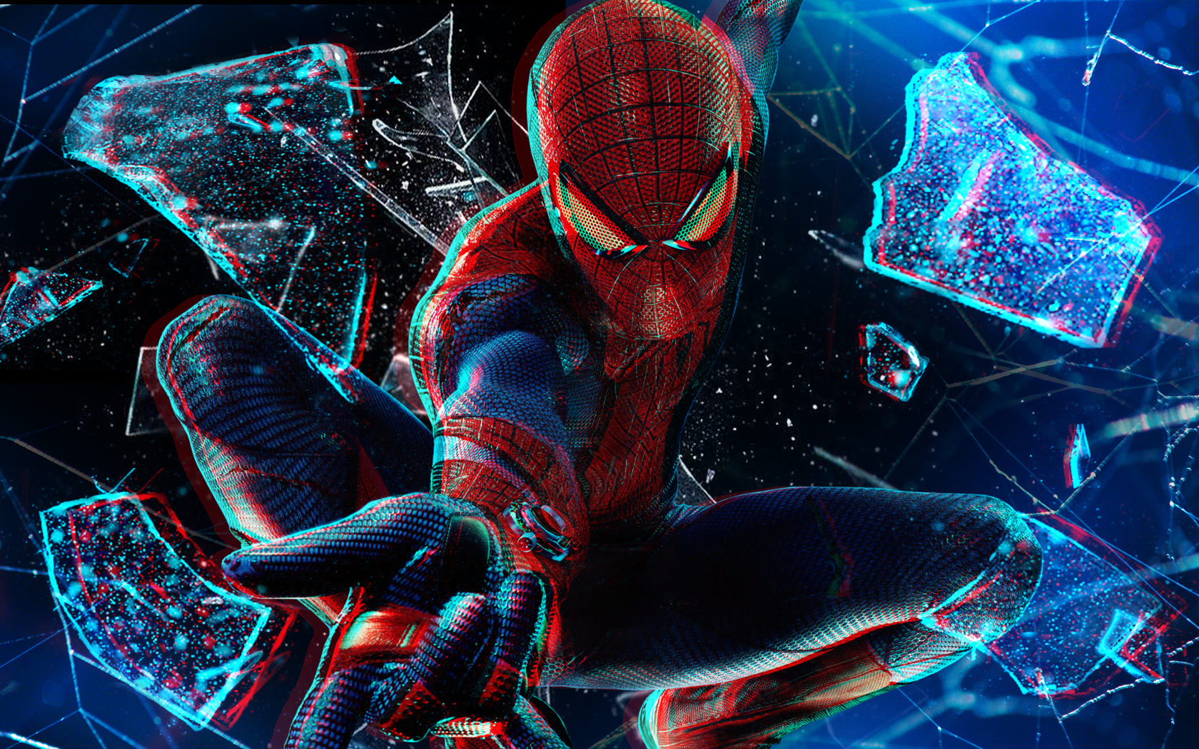 Free download Spider man Wallpaper 3D 1080p broken glass in flight ...