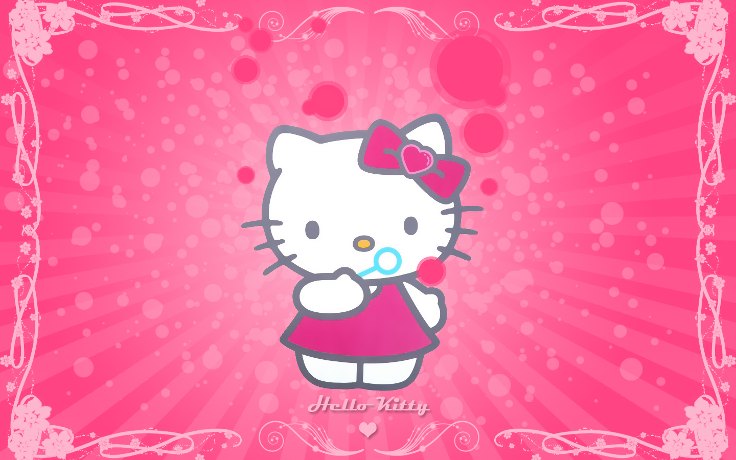 Hello Kitty Cute Pink Background Wallpaper with 1440x900 Resolution
