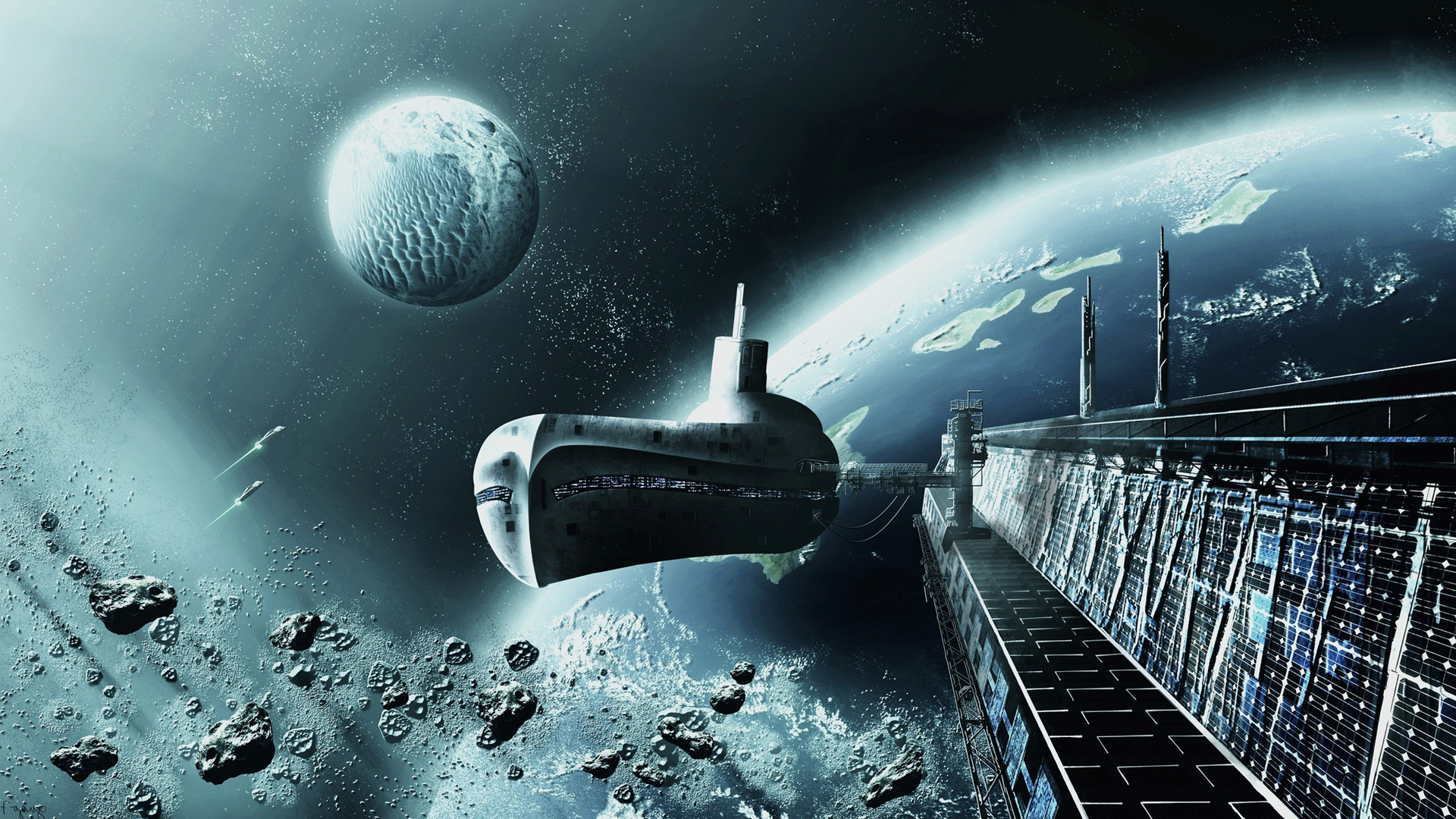 Submarine like spaceship wallpaper 14703