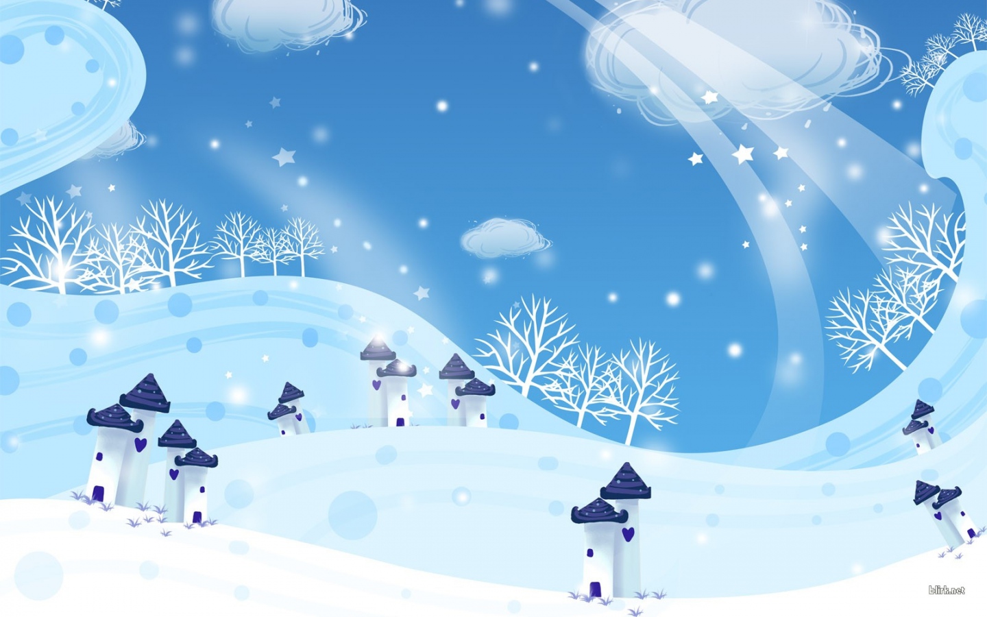 Wallpaper New Year Christmas Snow Winter Houses