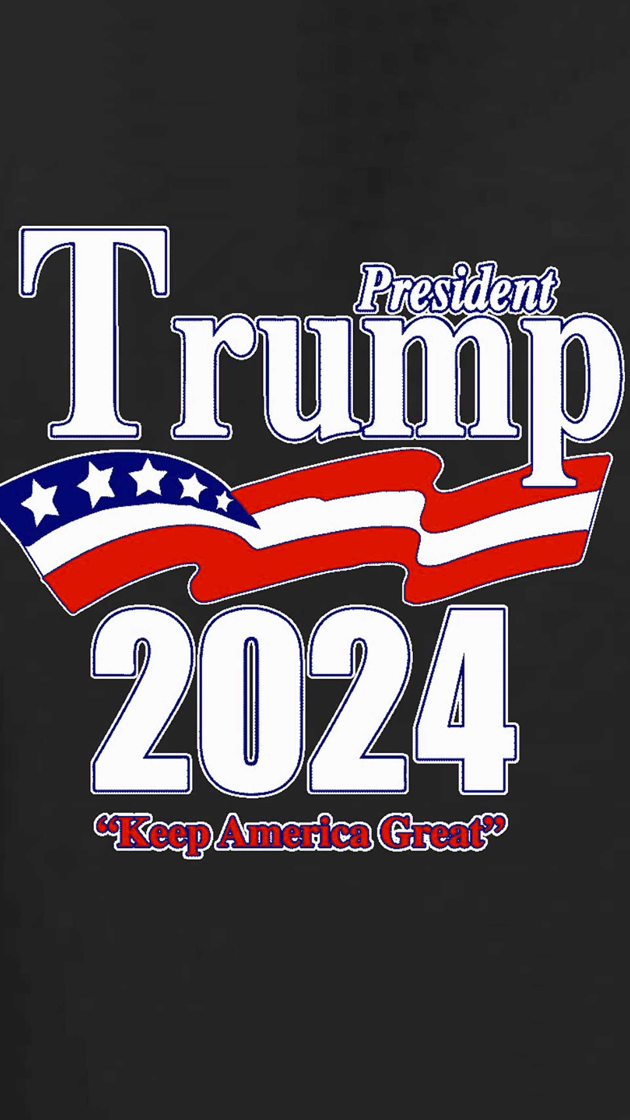 Donald Trump 2024 Campaign Poster with American Flag and 