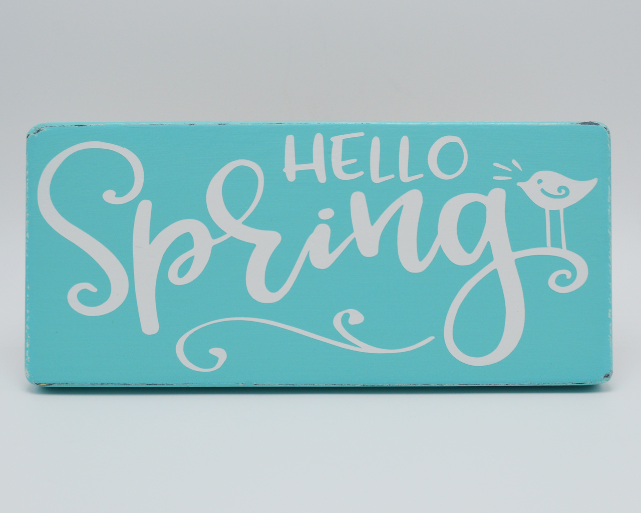Hello Spring With Little Birdie Farmhouse Style Wood Sign Easter
