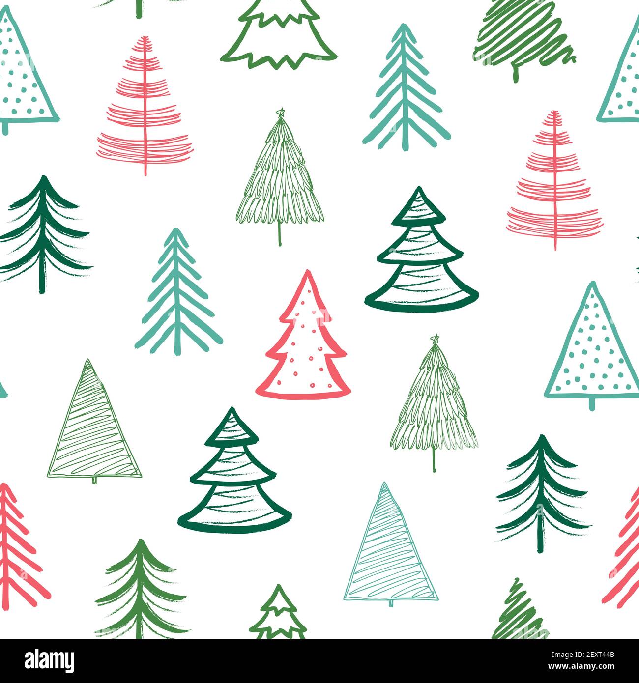 Doodle Fir Tree Pattern Christmas Handmade Wallpaper Xmas