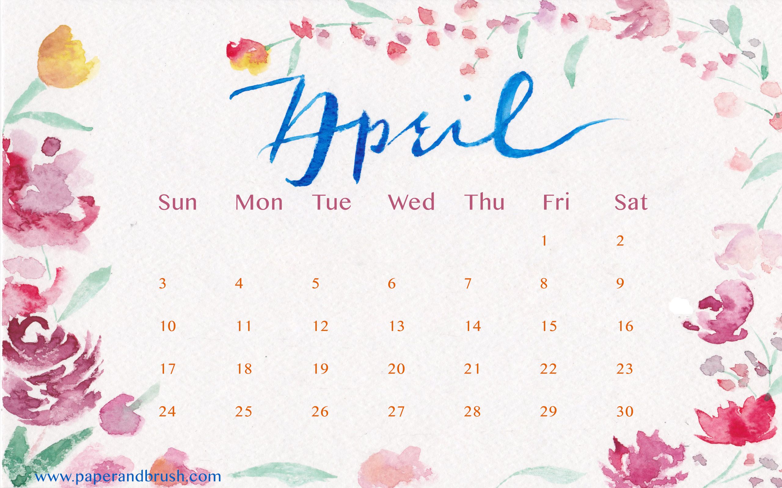April Month Calendar Wallpaper