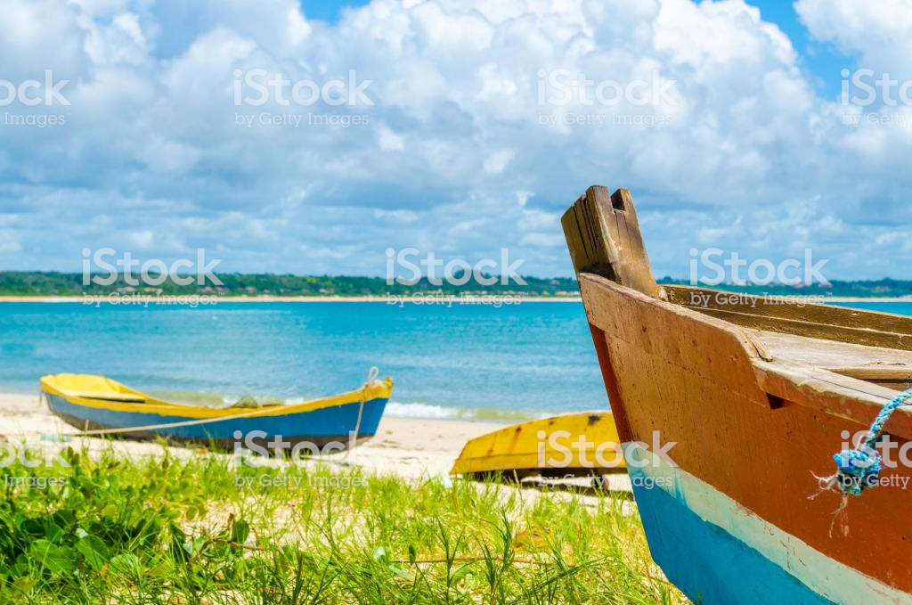 Front Of A Canoe In The Foreground Background Sunny Beach