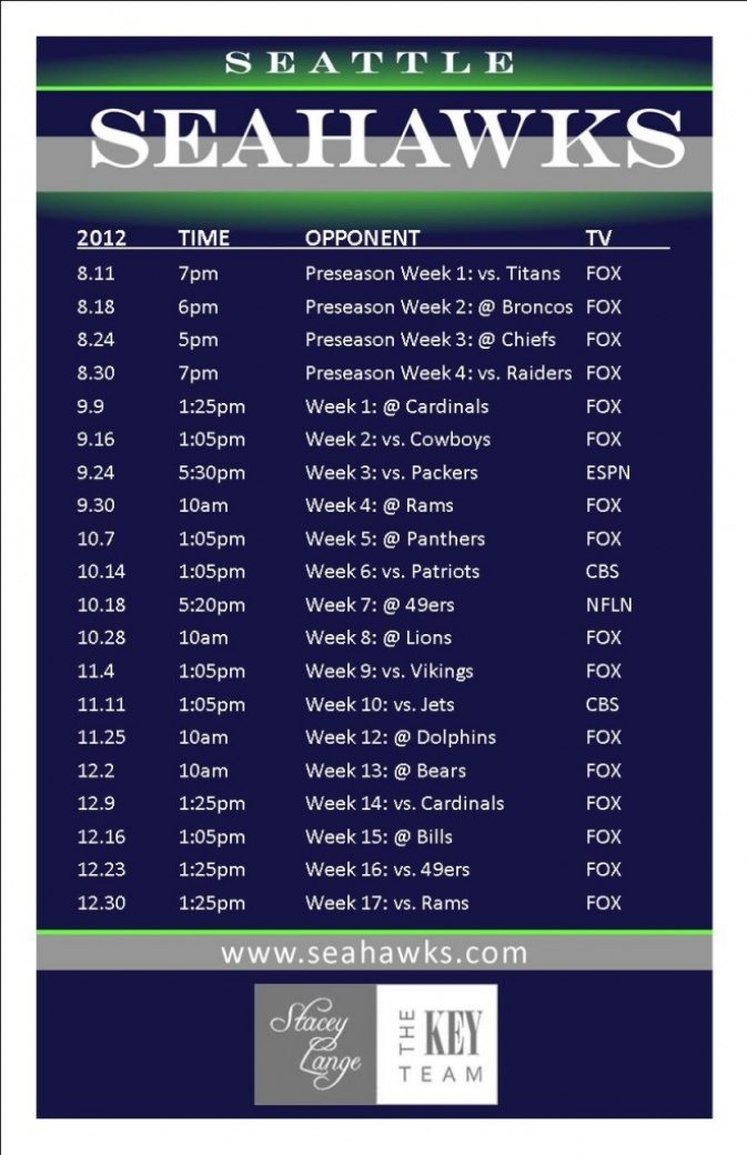 seahawks schedule 2012 Seahawks