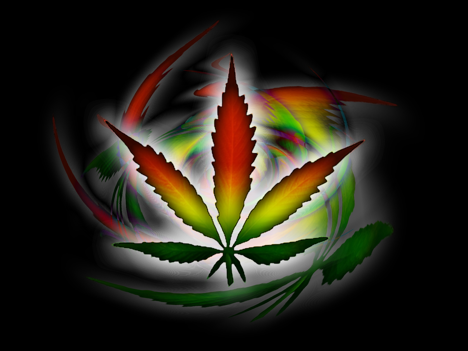 Weed Beautiful Image Of A Multi Colored Pot Leaf With Spinning Smoke