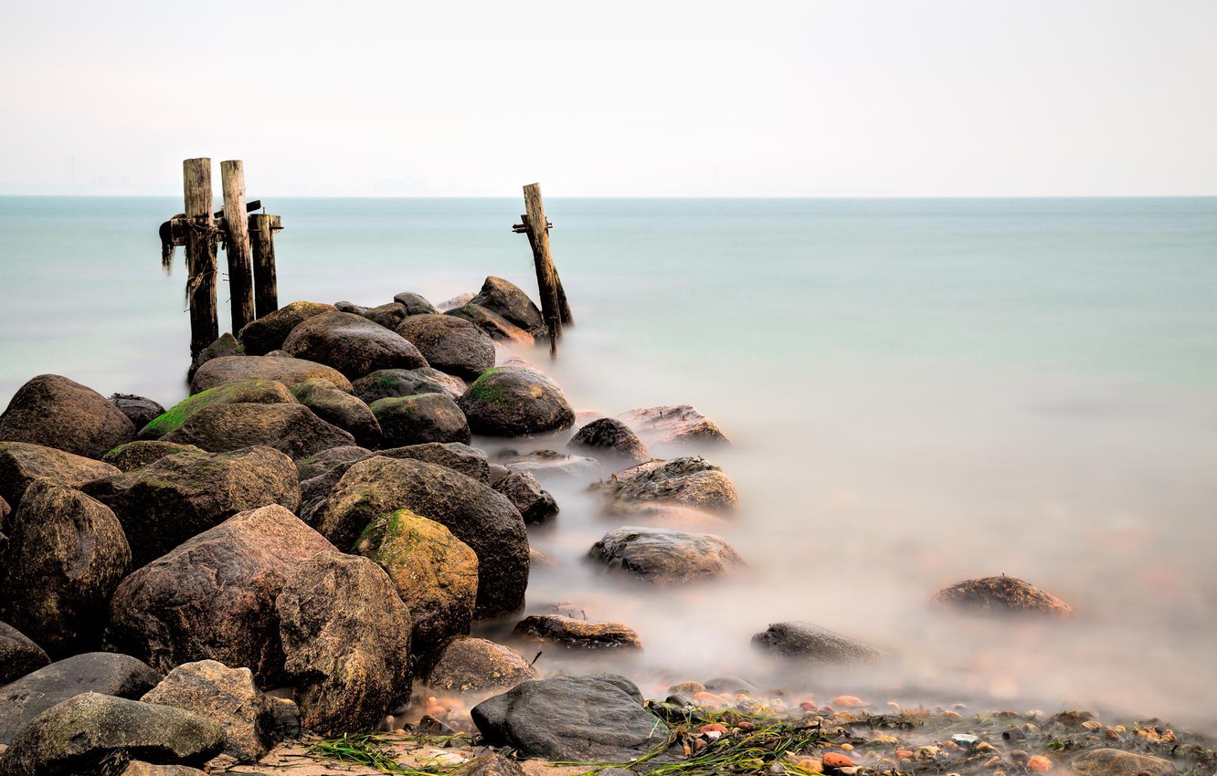 Wallpaper Stones Shore Denmark Whiteout Image For Desktop