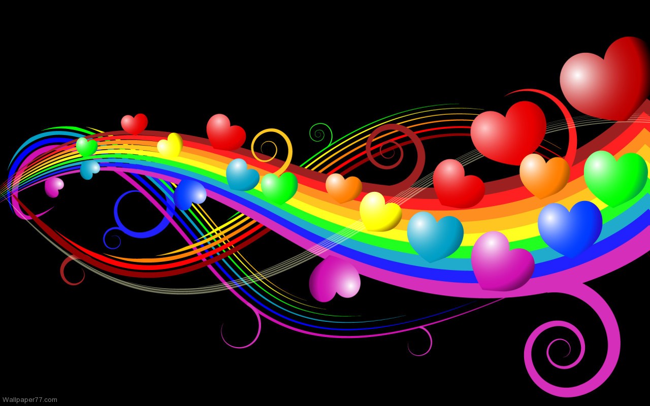 Hearts Colorful Vector Pixels Wallpaper