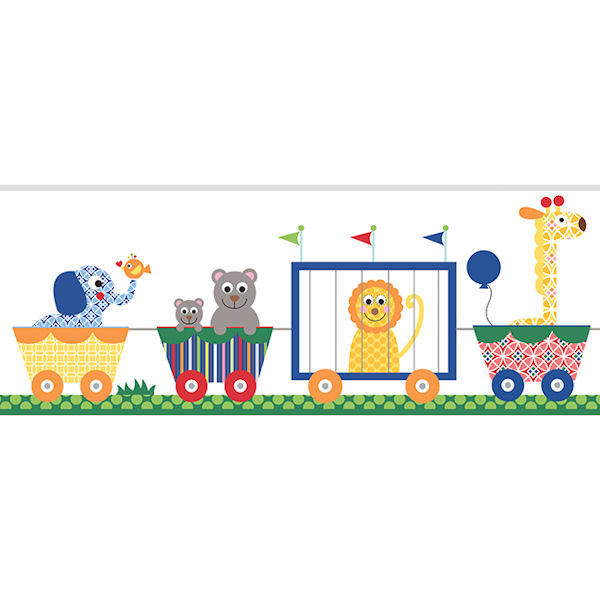 Circus Train Primary Prepasted Wall Border   Wall Sticker Outlet 600x600