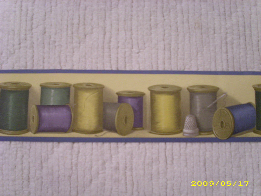 Free download 30ft yellow country spools of thread sewing room wallpaper border [1024x768] for