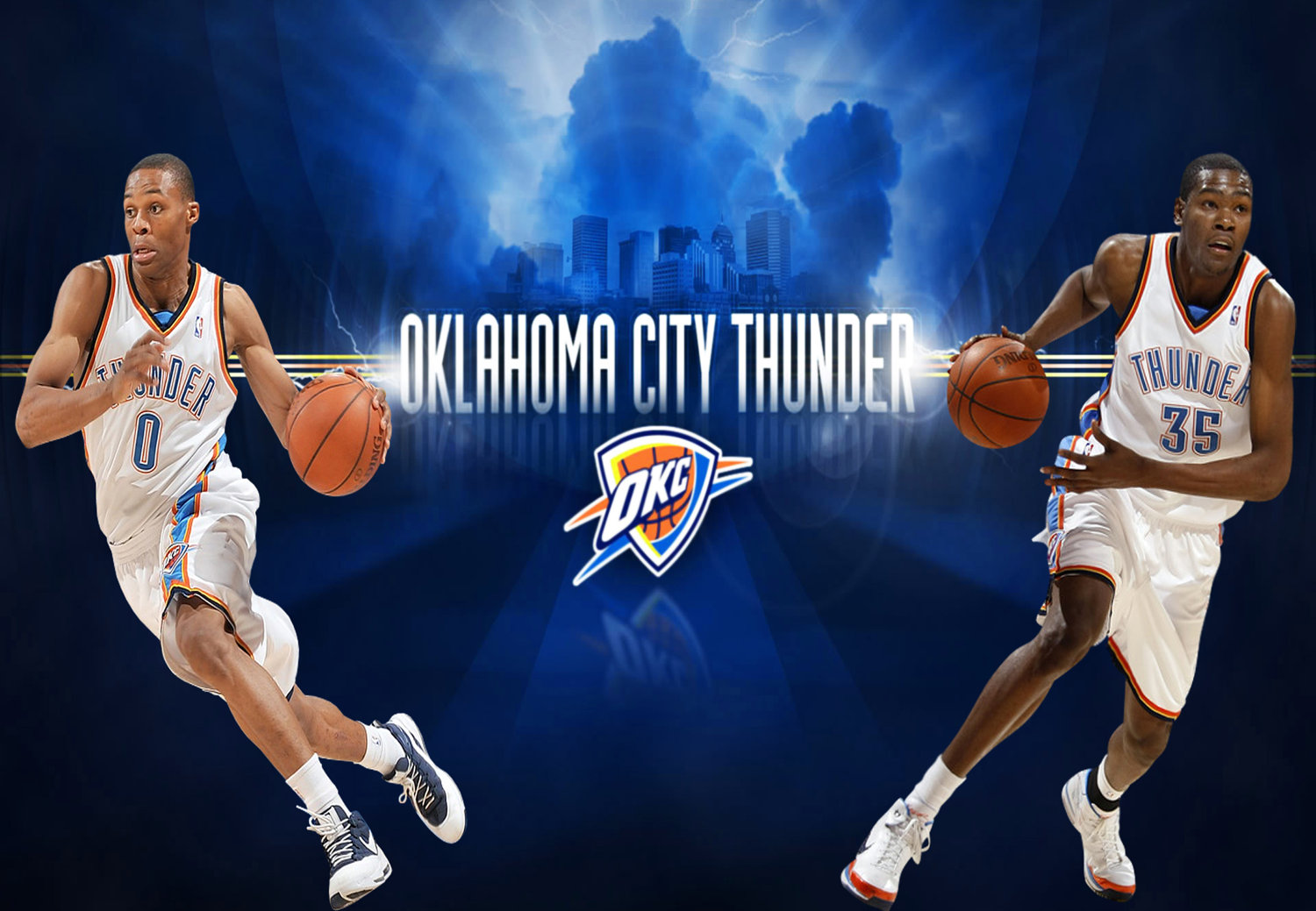 Okc Thunder Kevin Durant And Russell Westbrook Wallpaper