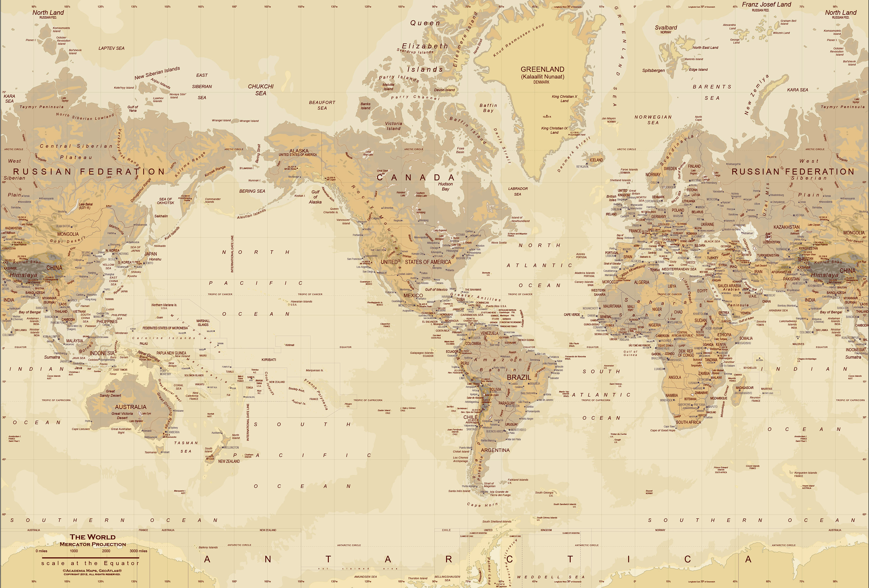 tan world map map